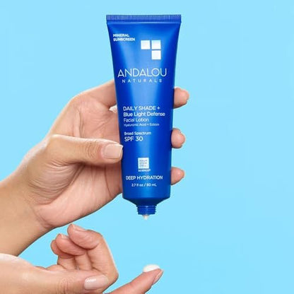 Andalou Naturals Clear Skin Mineral Face Sunscreen SPF 30 - Daily Shade Pollution Defense Facial Sunblock Lotion with Zinc Oxide - Lightweight, Non-Greasy, Non-comedogenic, Fragrance-Free - 2.7 fl oz Avelisse