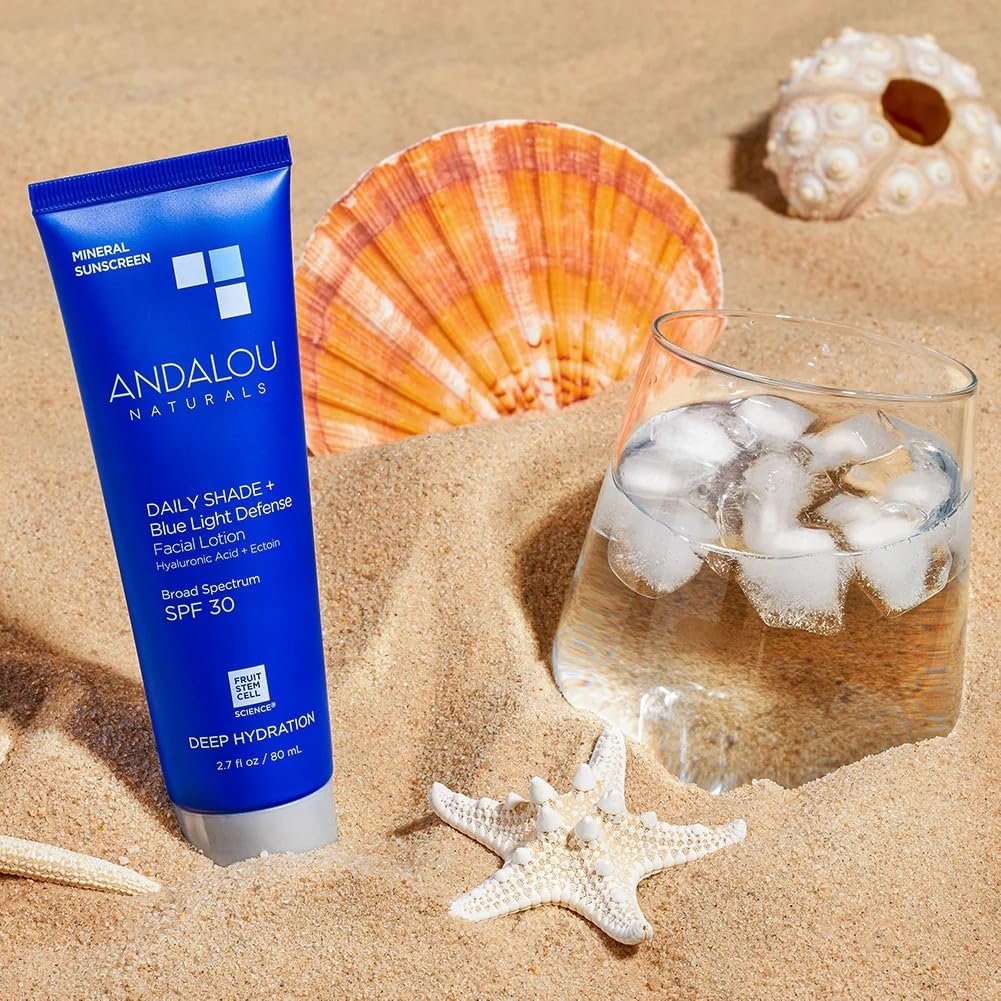 Andalou Naturals Clear Skin Mineral Face Sunscreen SPF 30 - Daily Shade Pollution Defense Facial Sunblock Lotion with Zinc Oxide - Lightweight, Non-Greasy, Non-comedogenic, Fragrance-Free - 2.7 fl oz Avelisse