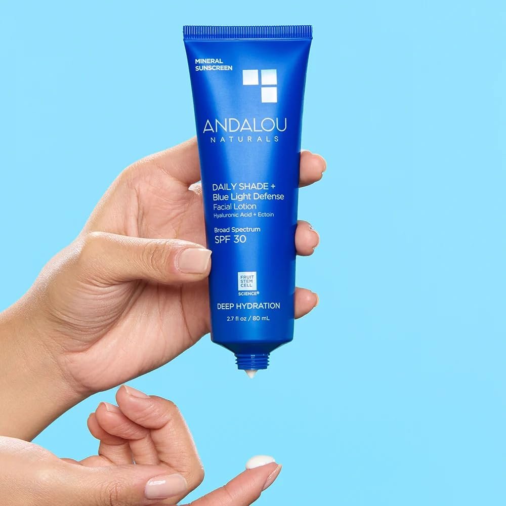 Andalou Naturals Clear Skin Mineral Face Sunscreen SPF 30 - Daily Shade Pollution Defense Facial Sunblock Lotion with Zinc Oxide - Lightweight, Non-Greasy, Non-comedogenic, Fragrance-Free - 2.7 fl oz Avelisse
