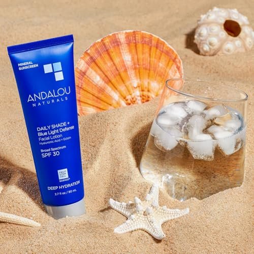 Andalou Naturals Clear Skin Mineral Face Sunscreen SPF 30 - Daily Shade Pollution Defense Facial Sunblock Lotion with Zinc Oxide - Lightweight, Non-Greasy, Non-comedogenic, Fragrance-Free - 2.7 fl oz Avelisse