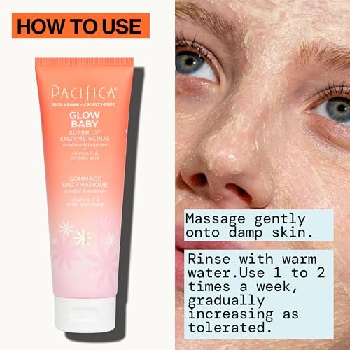 Pacifica Glow Baby Exfoliating Face Scrub – Brightening Enzyme Facial Cleanser with Vitamin C & Glycolic Acid for Radiant Smooth Skin, Vegan & Microbead-Free (4 fl oz) Avelisse