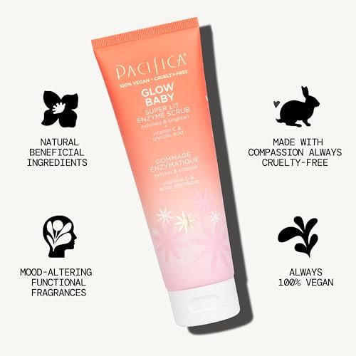 Pacifica Glow Baby Exfoliating Face Scrub – Brightening Enzyme Facial Cleanser with Vitamin C & Glycolic Acid for Radiant Smooth Skin, Vegan & Microbead-Free (4 fl oz) Avelisse
