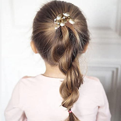 Rhinestone and Pearl Hair Ties for Women and Girls - 3 Pack Elastic Scrunchies for Ponytails and Buns