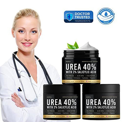 Adellina Urea Cream 40 Percent for Feet Maximum Strength - Dry Cracked Heels Repair Lotion 5.3 oz Avelisse