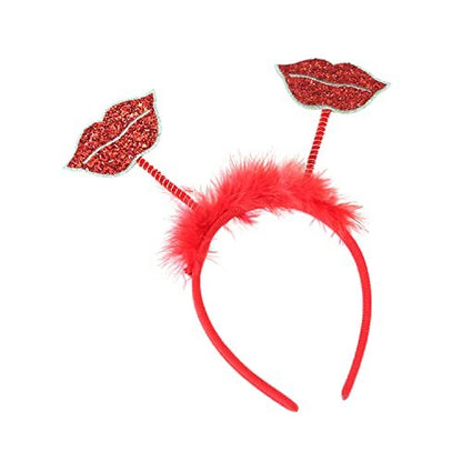 Dzrige Red Lips Headband – Glitter Kiss Lips Hair Band for Valentine's Day, New Year, Wedding, Birthday Party
