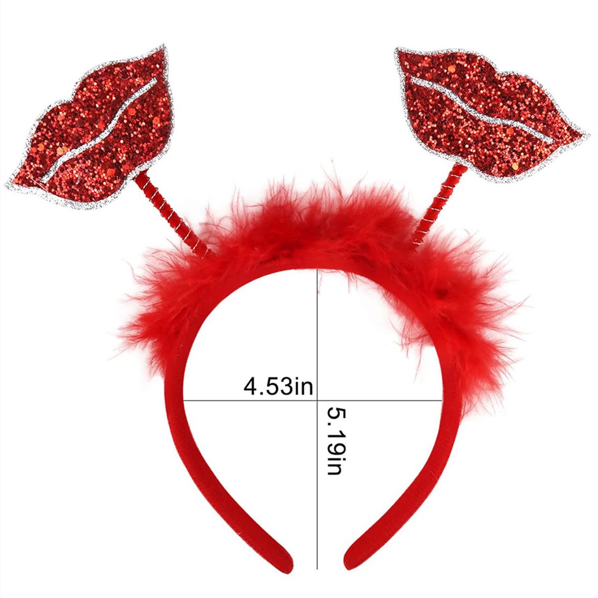 Dzrige Red Lips Headband – Glitter Kiss Lips Hair Band for Valentine's Day, New Year, Wedding, Birthday Party - görsel 5