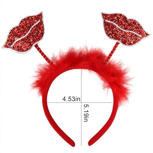 Dzrige Red Lips Headband – Glitter Kiss Lips Hair Band for Valentine's Day, New Year, Wedding, Birthday Party - görsel 6