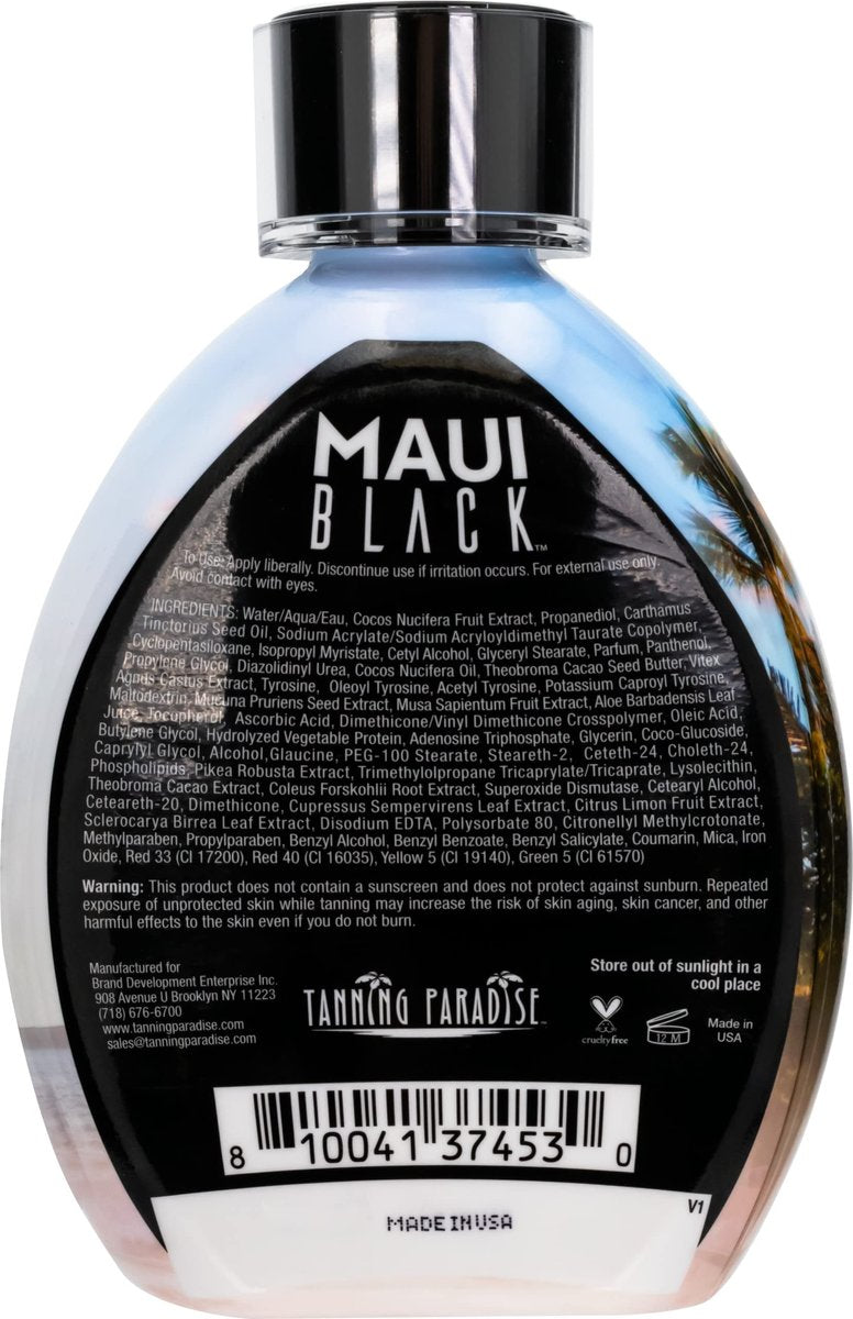 Tanning Paradise Maui Black Tanning Lotion - Instant Dark Tan with Coconut Oil & Aloe, 13.5 oz Avelisse