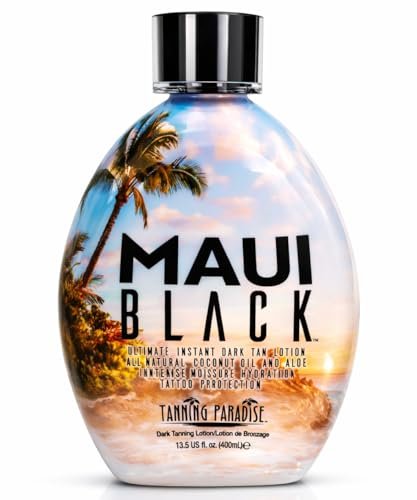 Tanning Paradise Maui Black Tanning Lotion - Instant Dark Tan with Coconut Oil & Aloe, 13.5 oz Avelisse