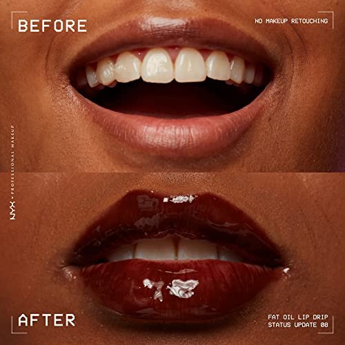 NYX PROFESSIONAL MAKEUP Fat Oil Lip Drip - Moisturizing Lip Oil Gloss, Vegan Tinted Formula, Up to 12 HR Hydration - Status Update (Rich Chocolate) - görsel 12