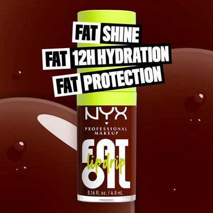 NYX PROFESSIONAL MAKEUP Fat Oil Lip Drip - Moisturizing Lip Oil Gloss, Vegan Tinted Formula, Up to 12 HR Hydration - Status Update (Rich Chocolate)