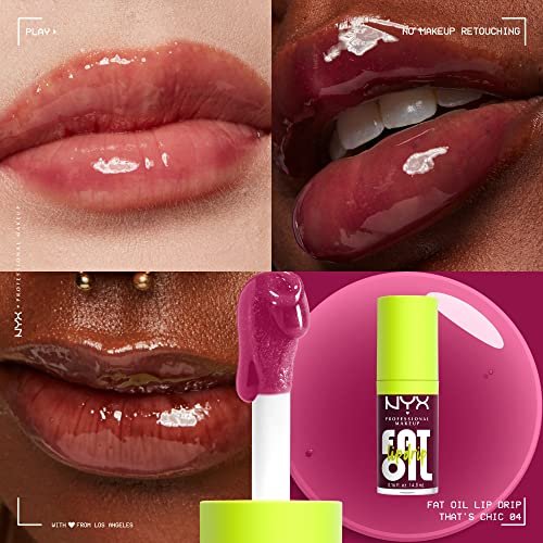 NYX PROFESSIONAL MAKEUP Fat Oil Lip Drip - Moisturizing Lip Oil Gloss, Vegan Tinted Formula, Up to 12 HR Hydration - That's Chic (Deep Berry) - görsel 3