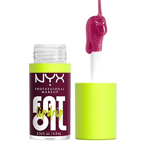 NYX PROFESSIONAL MAKEUP Fat Oil Lip Drip - Moisturizing Lip Oil Gloss, Vegan Tinted Formula, Up to 12 HR Hydration - That's Chic (Deep Berry) - görsel 1