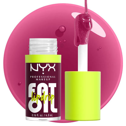 NYX PROFESSIONAL MAKEUP Fat Oil Lip Drip - Moisturizing Lip Oil Gloss, Vegan Tinted Formula, Up to 12 HR Hydration - That's Chic (Deep Berry)