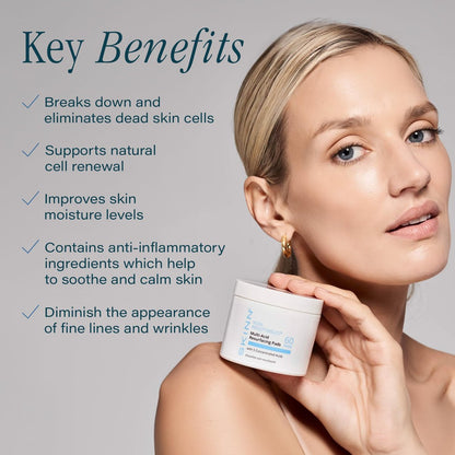 SKINN Multi-Acid Resurfacing Pads – Glycolic, Lactic & Salicylic Acid Exfoliating Treatment (60 Pads) Avelisse