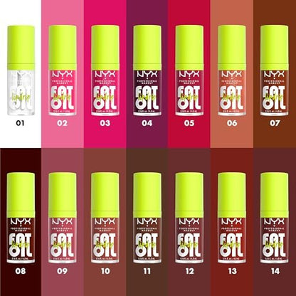 NYX PROFESSIONAL MAKEUP Fat Oil Lip Drip - Supermodel (Shimmering Magenta) | Moisturizing Lip Oil Gloss | Vegan Tinted Formula | Up to 12 HR Hydration