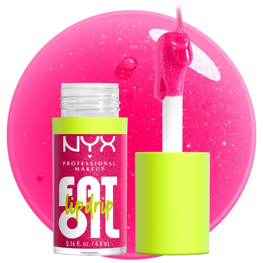 NYX PROFESSIONAL MAKEUP Fat Oil Lip Drip - Supermodel (Shimmering Magenta) | Moisturizing Lip Oil Gloss | Vegan Tinted Formula | Up to 12 HR Hydration - görsel 1
