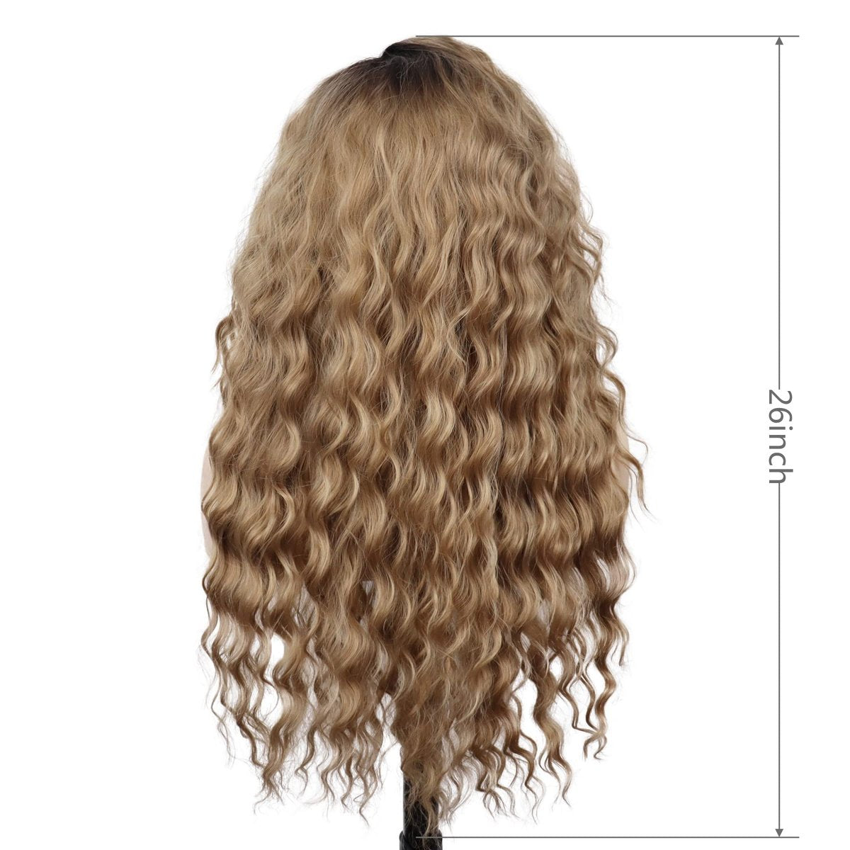 GNIMEGIL 26 Inch Long Brown Curly Wigs for Women - Ombre Brown Black Roots, Layered Fluffy Daily 80s Costume Wig, Loose Hair Halloween Party Wig, Synthetic - görsel 3