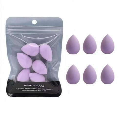 6-Piece Mini Makeup Sponge Set – Small Black Beauty Blender for Foundation, Concealer, Powder, Highlight & Eye Shadow (Purple) - görsel 2