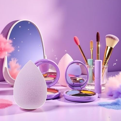 6-Piece Mini Makeup Sponge Set – Small Black Beauty Blender for Foundation, Concealer, Powder, Highlight & Eye Shadow (Purple)