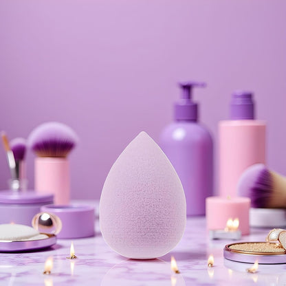 6-Piece Mini Makeup Sponge Set – Small Black Beauty Blender for Foundation, Concealer, Powder, Highlight & Eye Shadow (Purple)