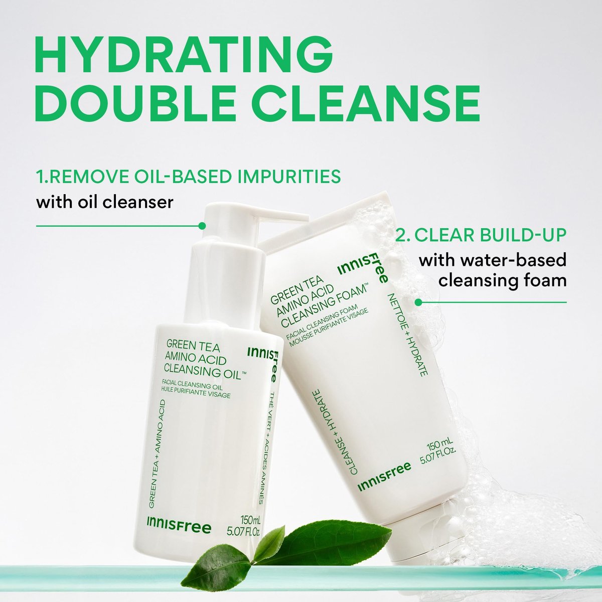 innisfree Green Tea Amino Acid Cleansing Oil – Hydrating Face Wash & Makeup Remover with Jojoba, 5.07 Fl Oz Avelisse