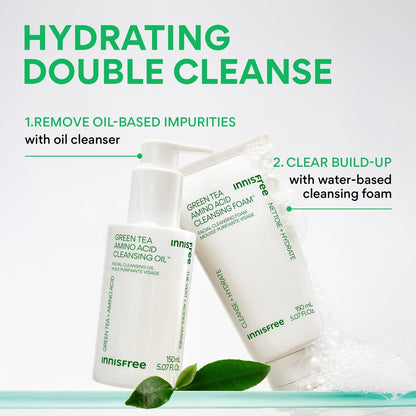 innisfree Green Tea Amino Acid Cleansing Oil – Hydrating Face Wash & Makeup Remover with Jojoba, 5.07 Fl Oz Avelisse