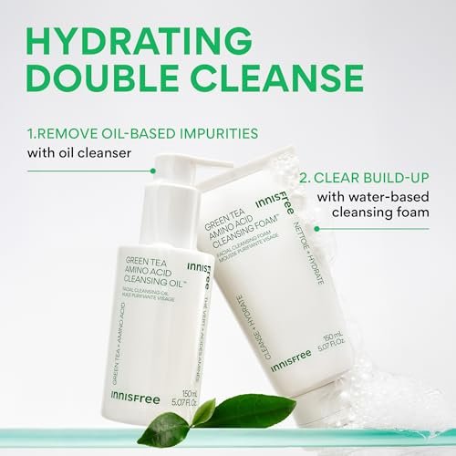 innisfree Green Tea Amino Acid Cleansing Oil – Hydrating Face Wash & Makeup Remover with Jojoba, 5.07 Fl Oz Avelisse
