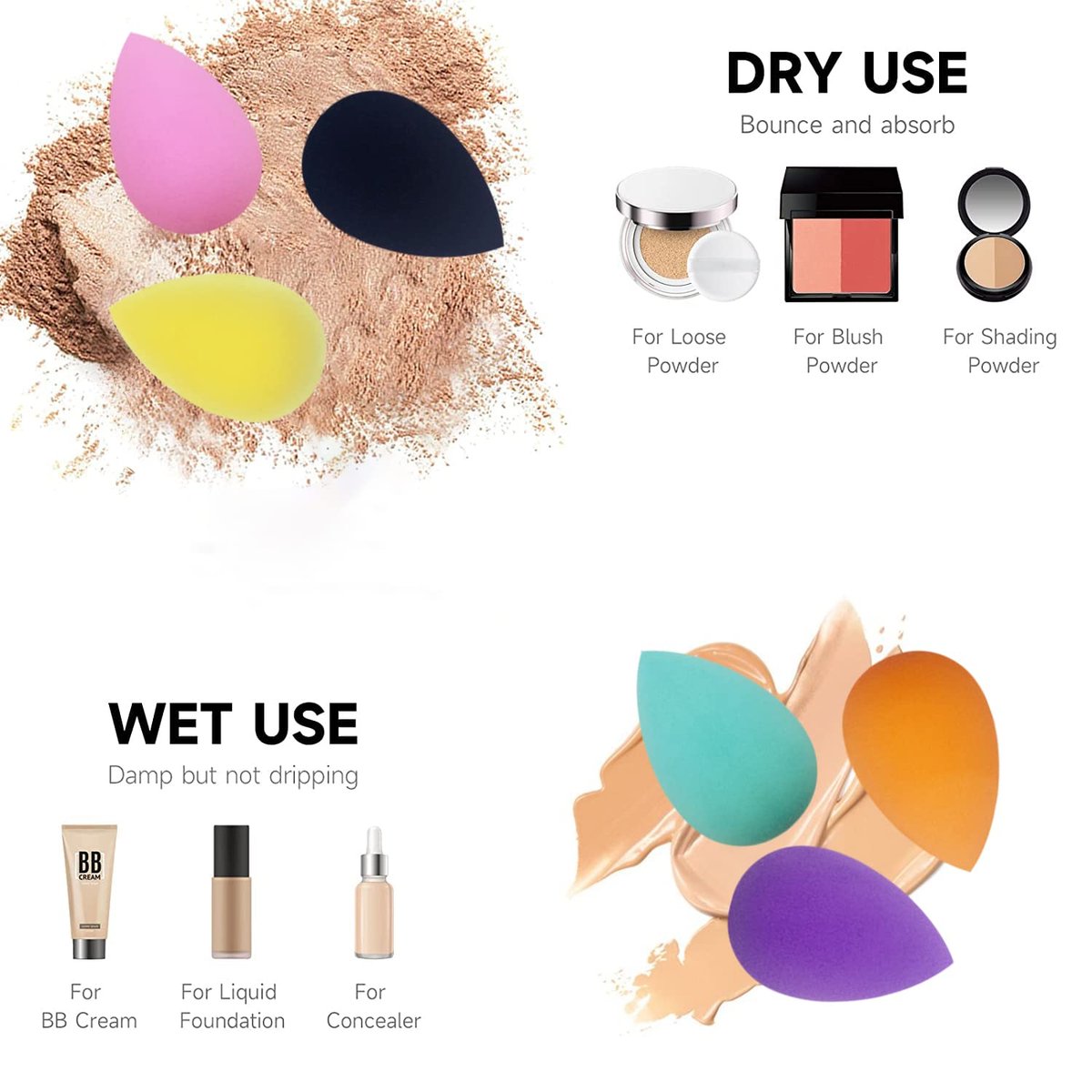 GFOUNS 30-Piece Mini Makeup Sponge Set – Multi-Colored Foundation Blending Sponges for Flawless Application - görsel 11