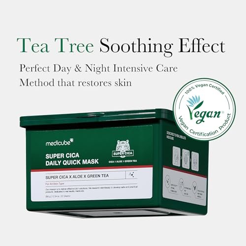 Medicube Super Cica Daily Quick Facial Masks - 30 Sheets, 88% Cica, Soothing & Hydrating, Vegan, Korean Skincare Avelisse