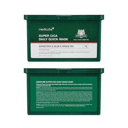 Medicube Super Cica Daily Quick Facial Masks - 30 Sheets, 88% Cica, Soothing & Hydrating, Vegan, Korean Skincare Avelisse