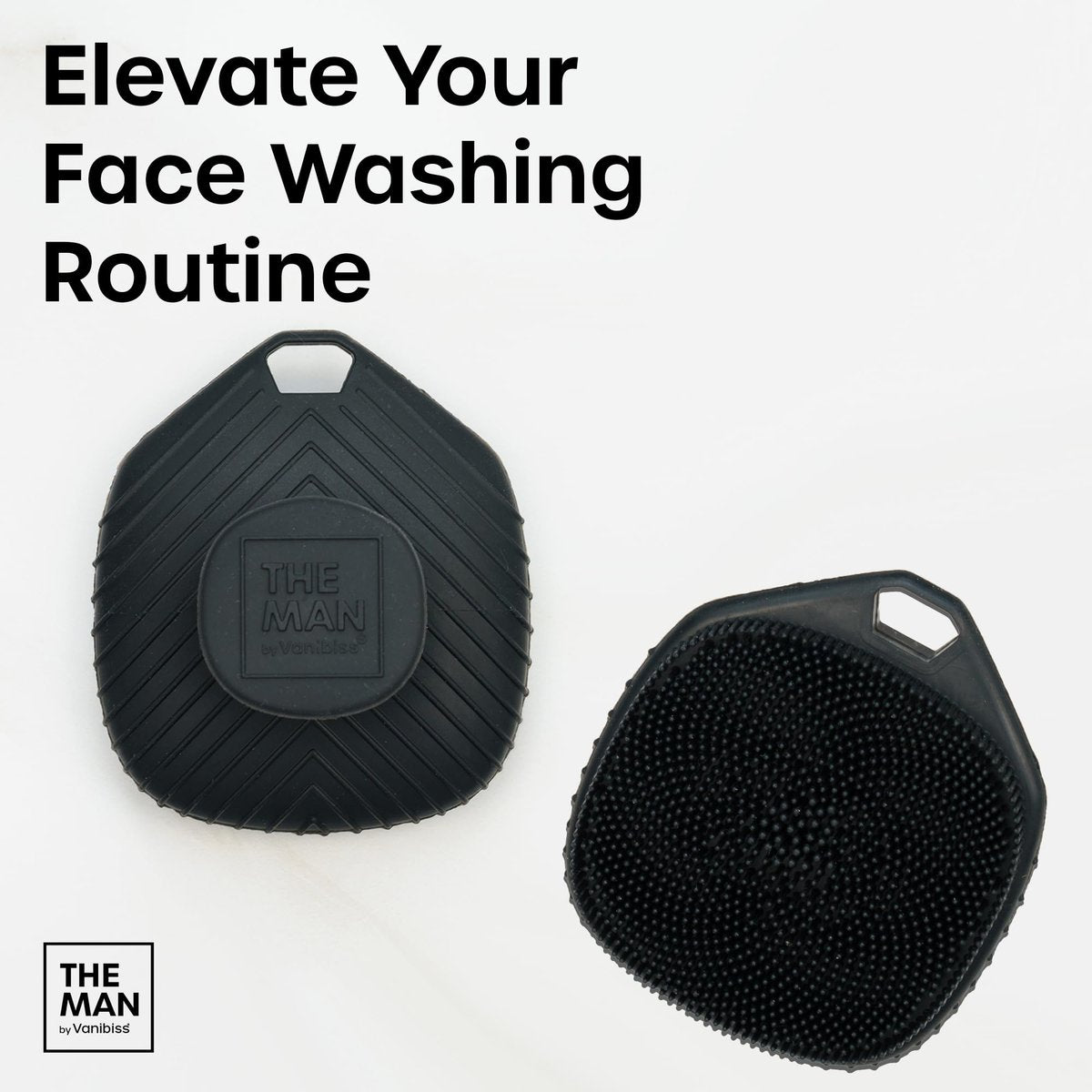 The Man Silicone Face Scrubber for Men – Gentle Exfoliator Face Massager – Removes Dead & Dry Skin – Facial Cleansing Brush (Black) Avelisse