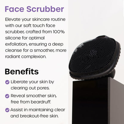 The Man Silicone Face Scrubber for Men – Gentle Exfoliator Face Massager – Removes Dead & Dry Skin – Facial Cleansing Brush (Black) Avelisse