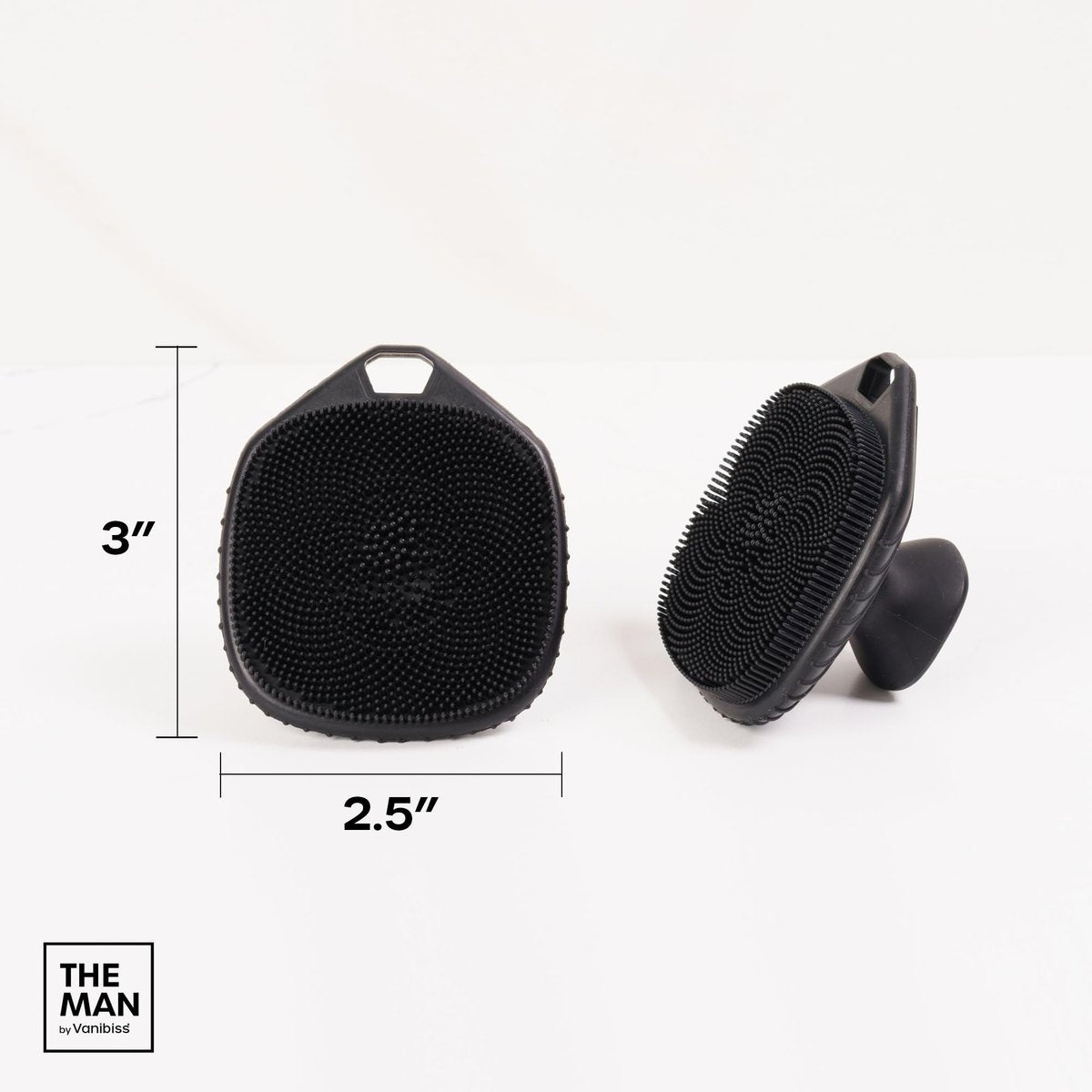 The Man Silicone Face Scrubber for Men – Gentle Exfoliator Face Massager – Removes Dead & Dry Skin – Facial Cleansing Brush (Black) Avelisse