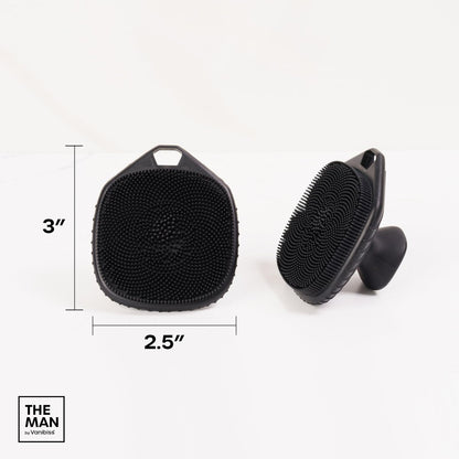 The Man Silicone Face Scrubber for Men – Gentle Exfoliator Face Massager – Removes Dead & Dry Skin – Facial Cleansing Brush (Black) Avelisse