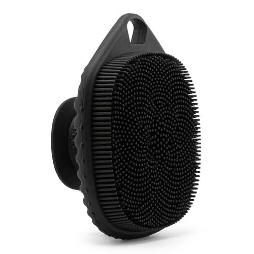 The Man Silicone Face Scrubber for Men – Gentle Exfoliator Face Massager – Removes Dead & Dry Skin – Facial Cleansing Brush (Black) Avelisse