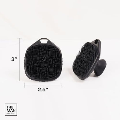 The Man Silicone Face Scrubber for Men – Gentle Exfoliator Face Massager – Removes Dead & Dry Skin – Facial Cleansing Brush (Black) Avelisse