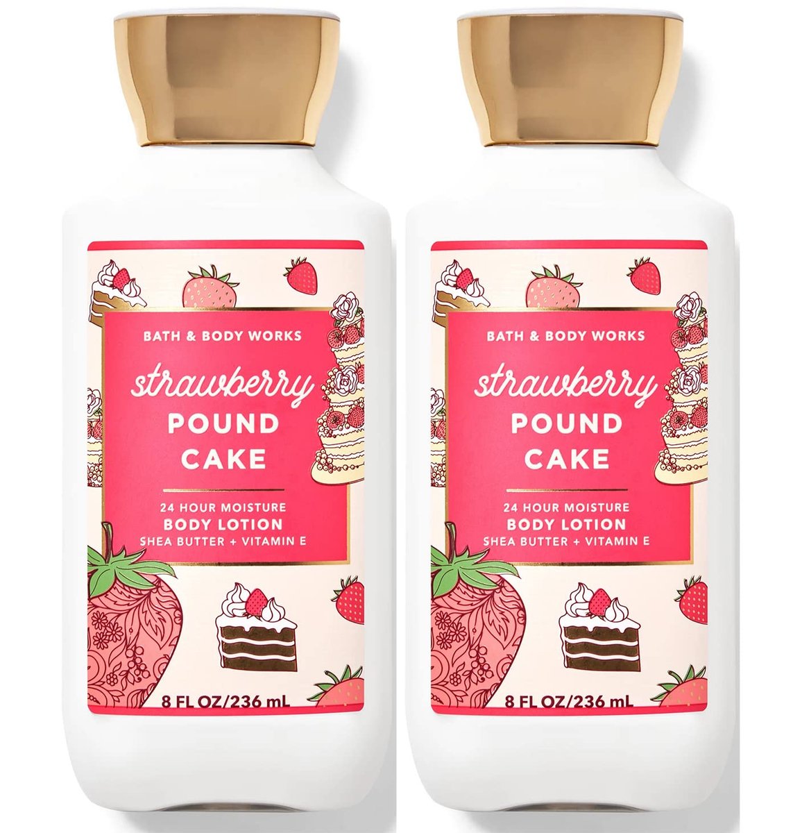 Bath & Body Works Super Smooth Body Lotion Set - Strawberry Pound Cake (8 oz, 2-Pack) | Women's Moisturizer Avelisse