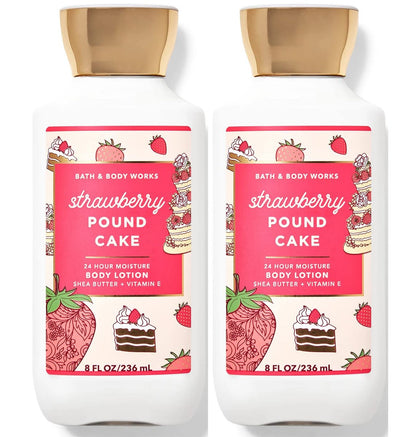 Bath & Body Works Super Smooth Body Lotion Set - Strawberry Pound Cake (8 oz, 2-Pack) | Women's Moisturizer Avelisse
