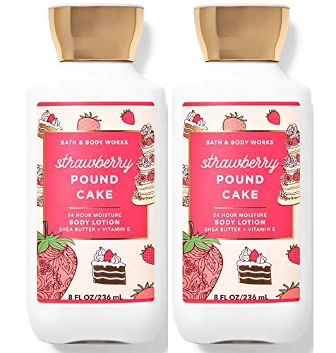 Bath & Body Works Super Smooth Body Lotion Set - Strawberry Pound Cake (8 oz, 2-Pack) | Women's Moisturizer Avelisse
