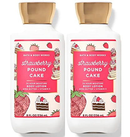Bath & Body Works Super Smooth Body Lotion Set - Strawberry Pound Cake (8 oz, 2-Pack) | Women's Moisturizer Avelisse