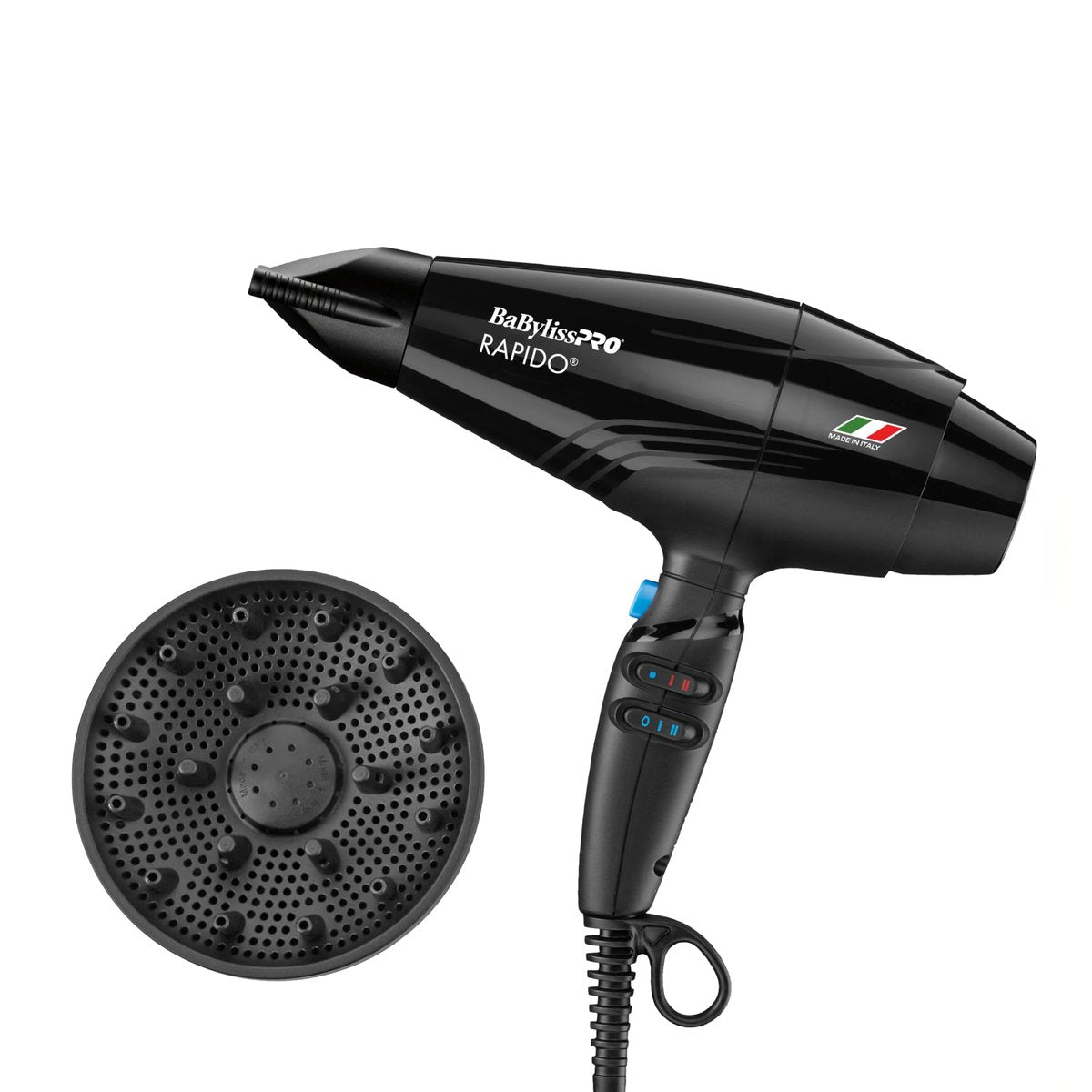 BaBylissPRO Nano Titanium Rapido 2000-Watt Hair Dryer – Professional Black Blow Dryer for Fast, Frizz-Free Styling Avelisse