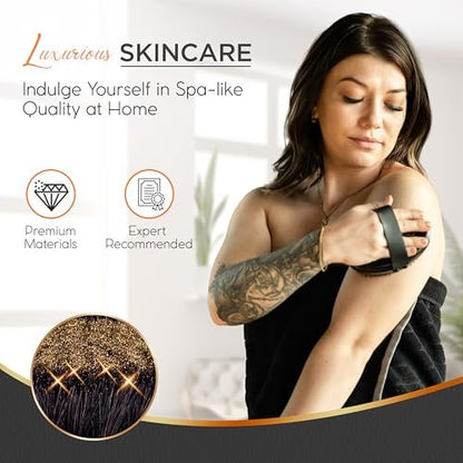 Copper Dry Brushing Body Brush for Lymphatic Drainage by HAPPY SOL - Ion Charged Copper Bristles for Glowing Skin, Improve Blood Circulation and Reduce Stress Avelisse