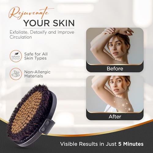 Copper Dry Brushing Body Brush for Lymphatic Drainage by HAPPY SOL - Ion Charged Copper Bristles for Glowing Skin, Improve Blood Circulation and Reduce Stress Avelisse