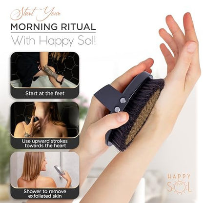 Copper Dry Brushing Body Brush for Lymphatic Drainage by HAPPY SOL - Ion Charged Copper Bristles for Glowing Skin, Improve Blood Circulation and Reduce Stress Avelisse