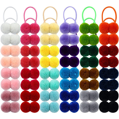 Dizila 48 Pieces Candy Colors Small Fuzzy Pompom Hair Ties for Baby Girls Kids Avelisse