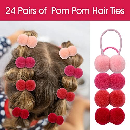 Dizila 48 Pieces Candy Colors Small Fuzzy Pompom Hair Ties for Baby Girls Kids Avelisse