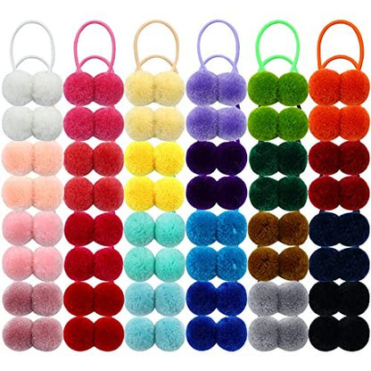 Dizila 48 Pieces Candy Colors Small Fuzzy Pompom Hair Ties for Baby Girls Kids Avelisse