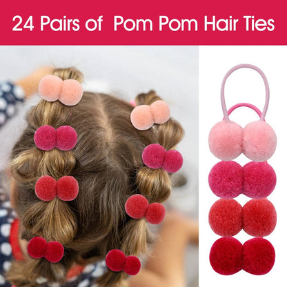 Dizila 48 Pieces Candy Colors Small Fuzzy Pompom Hair Ties for Baby Girls Kids Avelisse