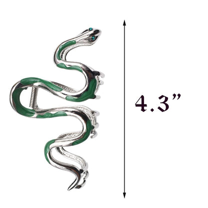 Fashionable Green Snake Design Metal Hair Claws - Non Slip 4.3" Big Hair Clips for Women Girls Gothic Halloween